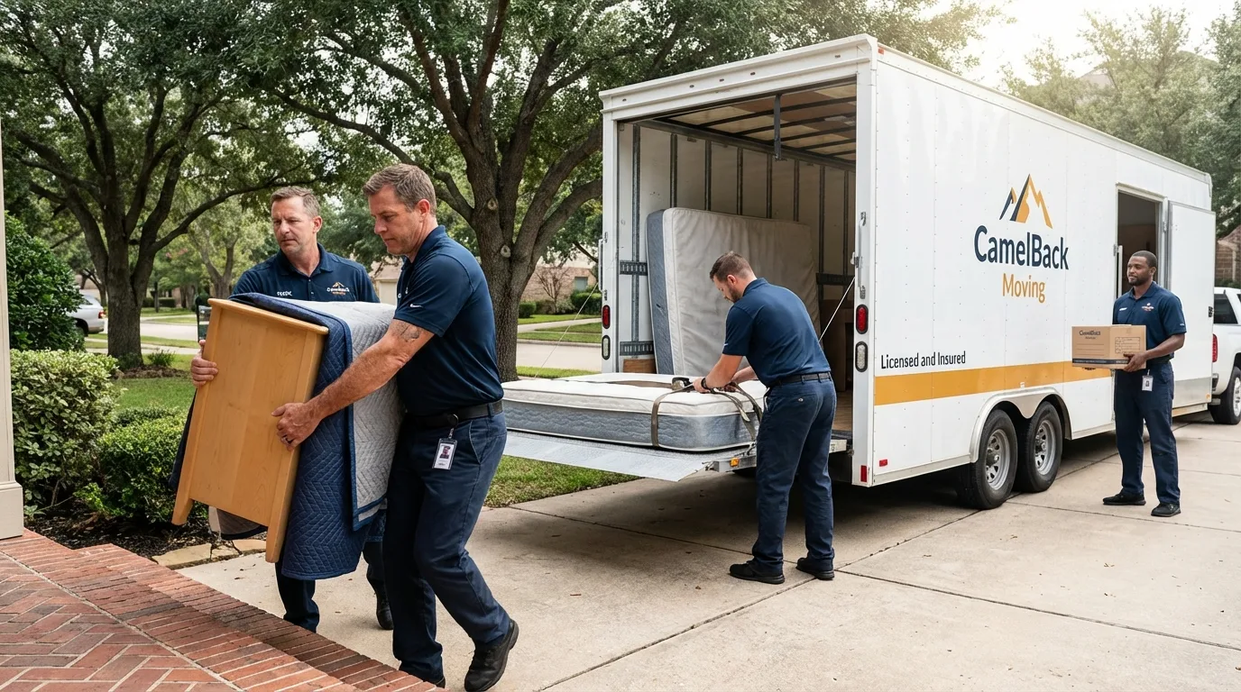 Crew loading residential truck for cross-state move from Florence, AZ