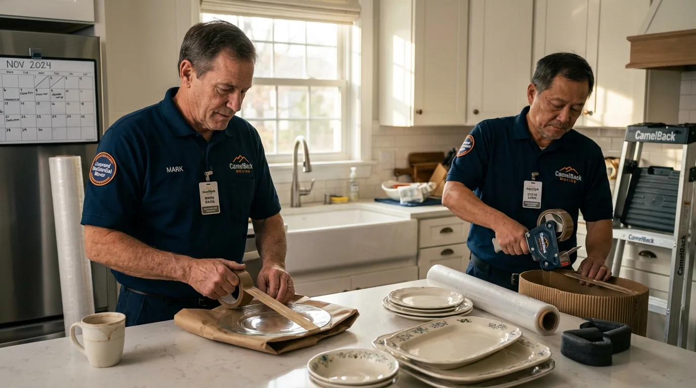 Professional crew packing kitchen dishware in Florence, AZ